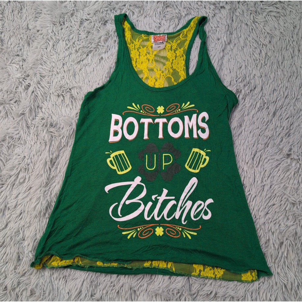 Spencer's Shirt Womens S Green Tank Top Athletic Soft Stretch St. Patrick's Day